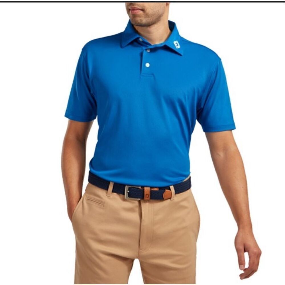 Footjoy Polo Shirt Blue Mens Large Golf Tshirt Performance Stretch Activewear